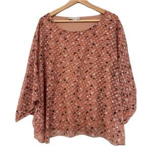 Keren Hart Pink/Mauve Novelty Print Boho Blouse Size Large